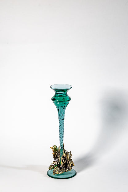 Vintage Glass & Metal Candle Holder