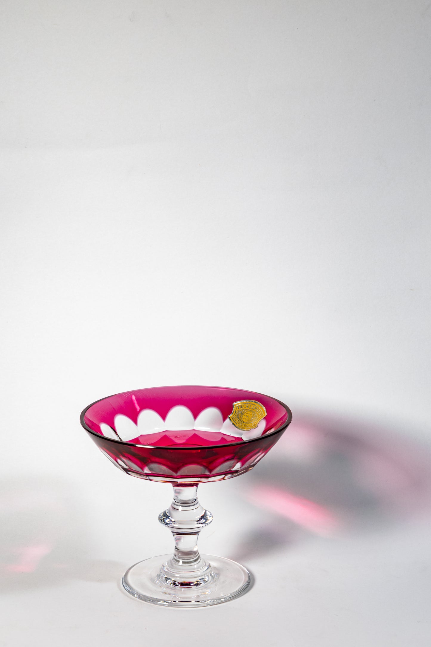 Val Saint Lambert Cranberry Cut Crystal Bowl – Timeless Weight and Clarity