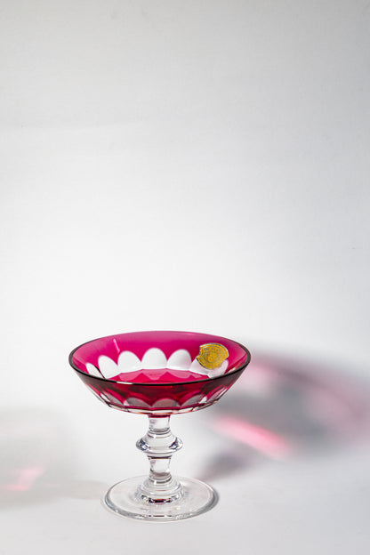 Val Saint Lambert Cranberry Cut Crystal Bowl – Timeless Weight and Clarity
