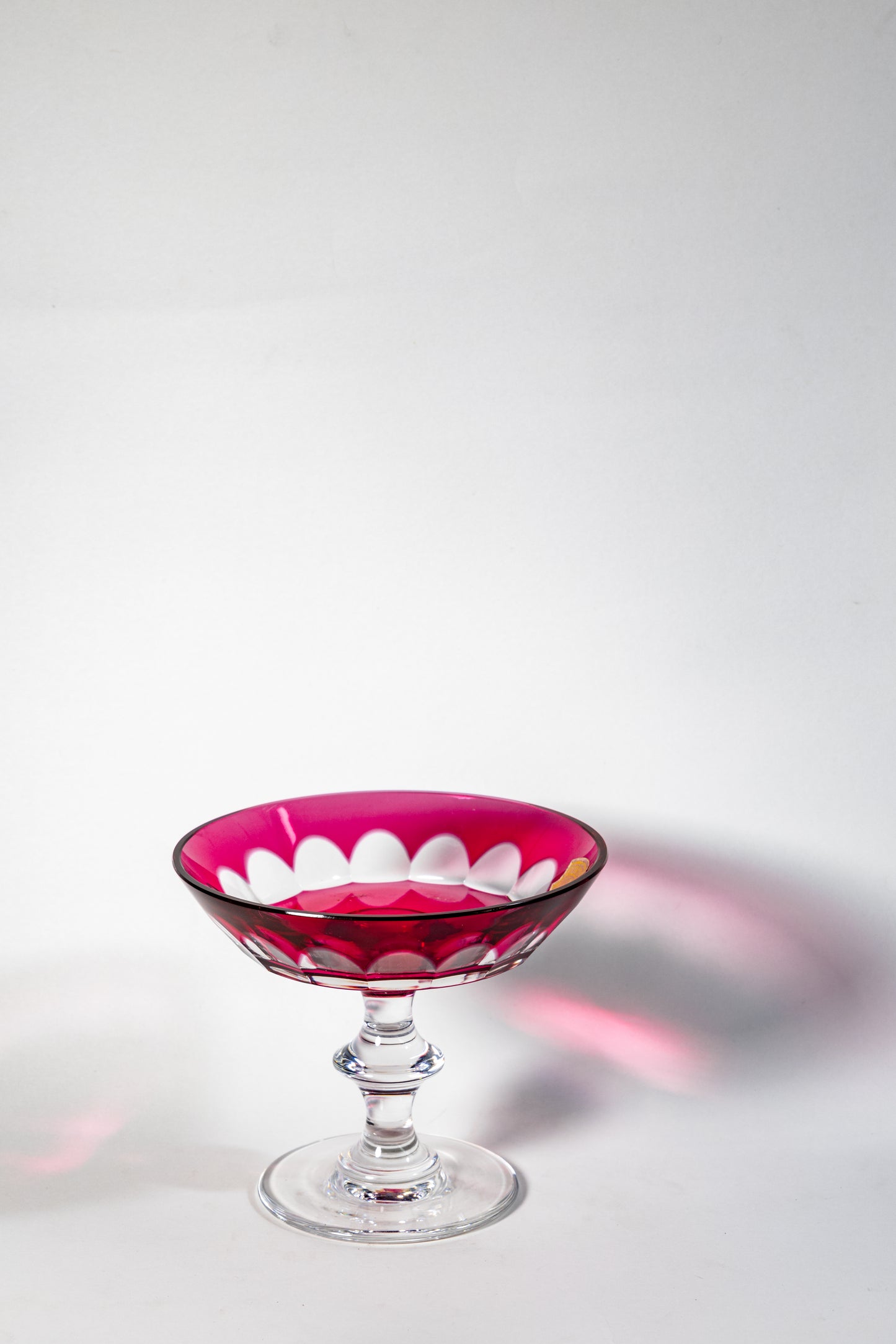 Val Saint Lambert Cranberry Cut Crystal Bowl – Timeless Weight and Clarity