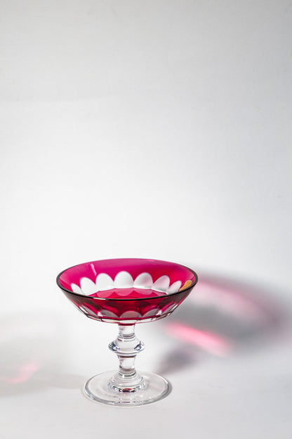 Val Saint Lambert Cranberry Cut Crystal Bowl – Timeless Weight and Clarity