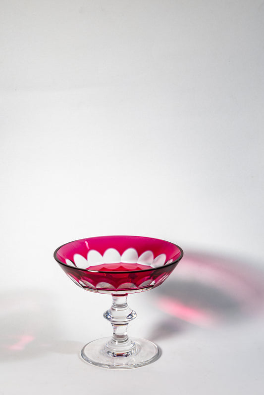 Val Saint Lambert Cranberry Cut Crystal Bowl – Timeless Weight and Clarity