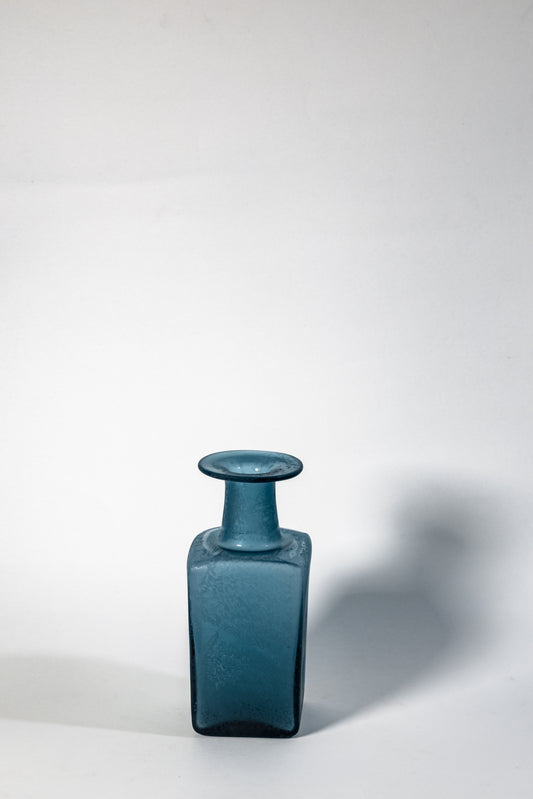Green Scavo Glass Square Vase — Signed by the Artist