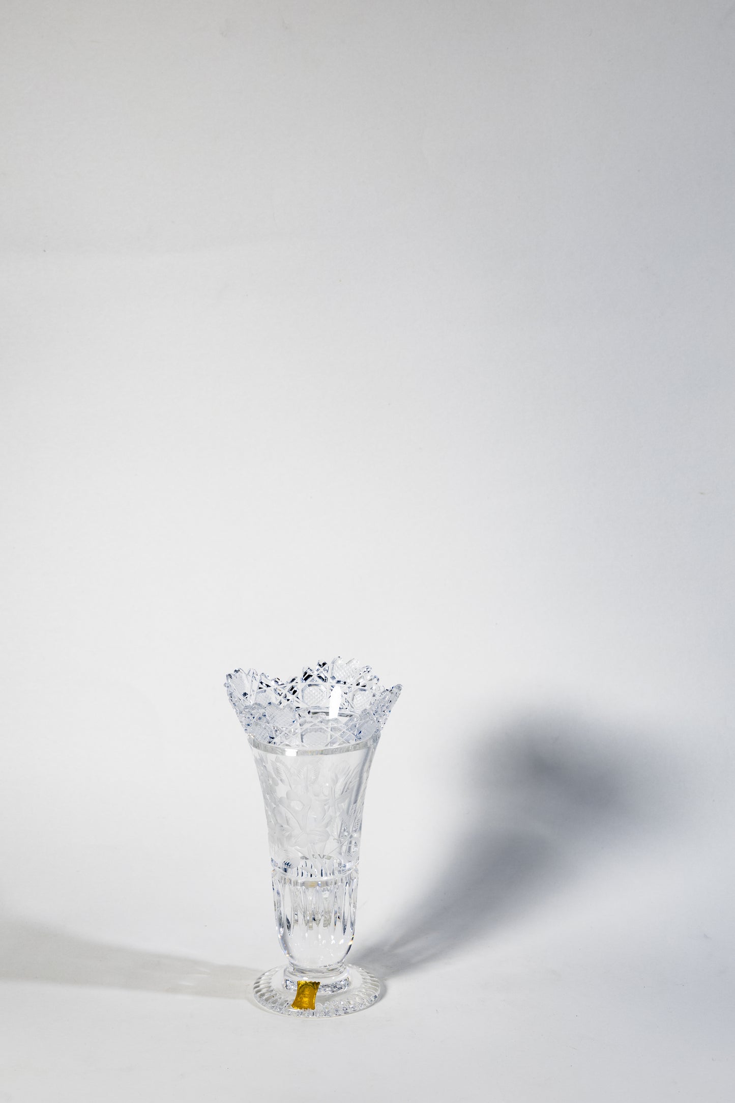 Meissen Hand-Cut Crystal Vase – Classic Rose Motif with Original Label