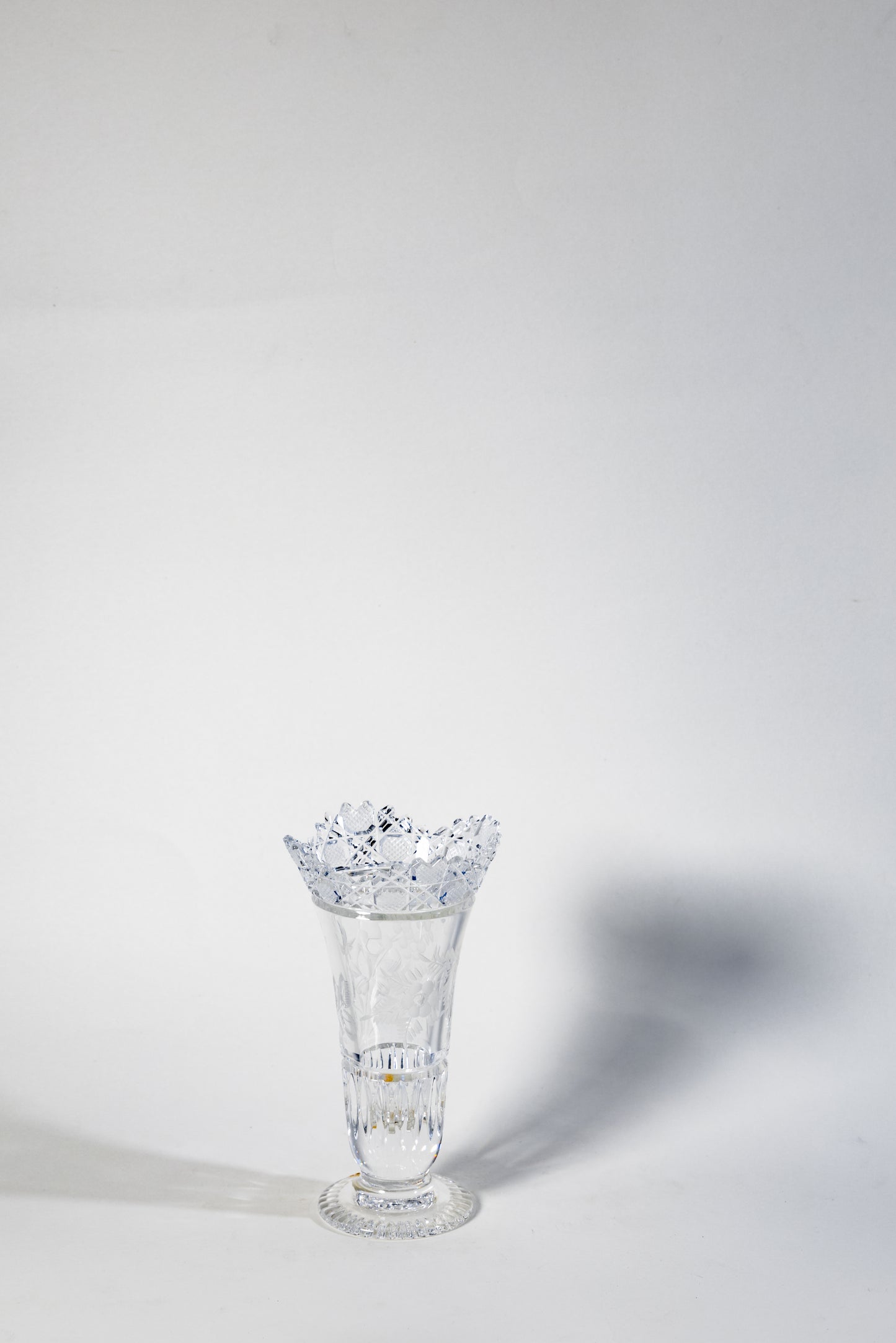 Meissen Hand-Cut Crystal Vase – Classic Rose Motif with Original Label