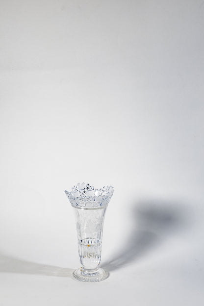 Meissen Hand-Cut Crystal Vase – Classic Rose Motif with Original Label