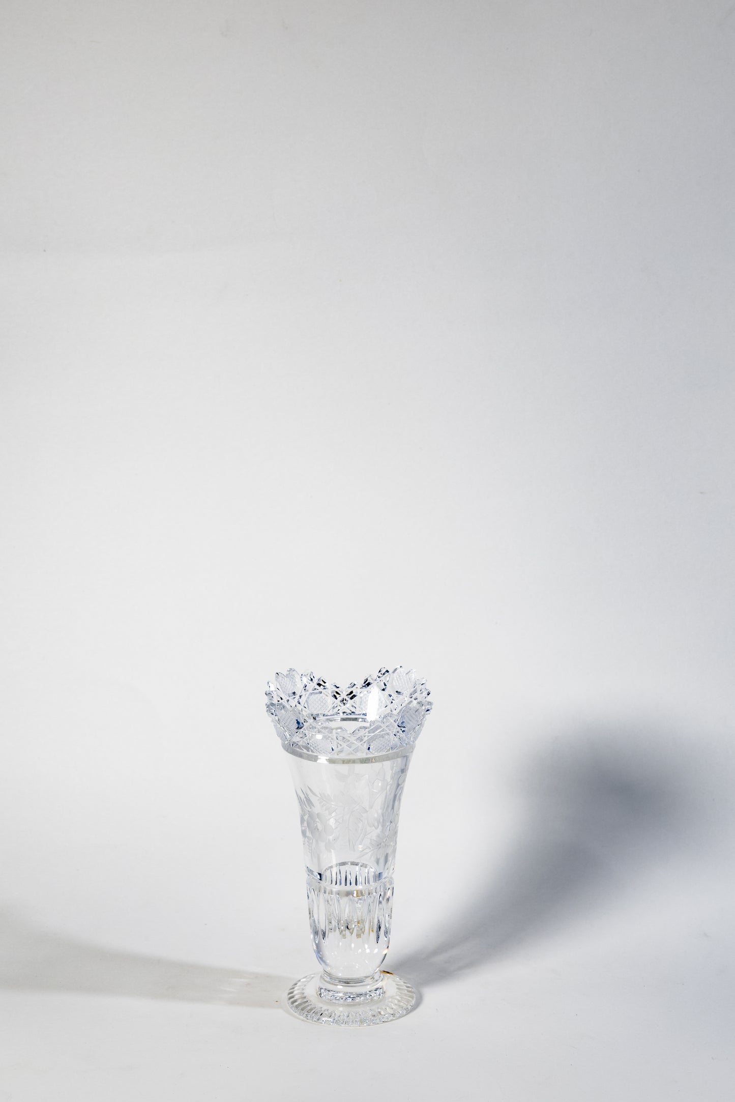 Meissen Hand-Cut Crystal Vase – Classic Rose Motif with Original Label