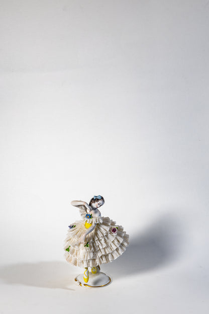 Ballerina in Yellow Bodice—porcelain lace figurine