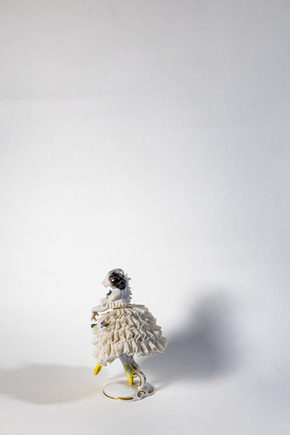 Ballerina in Yellow Bodice—porcelain lace figurine