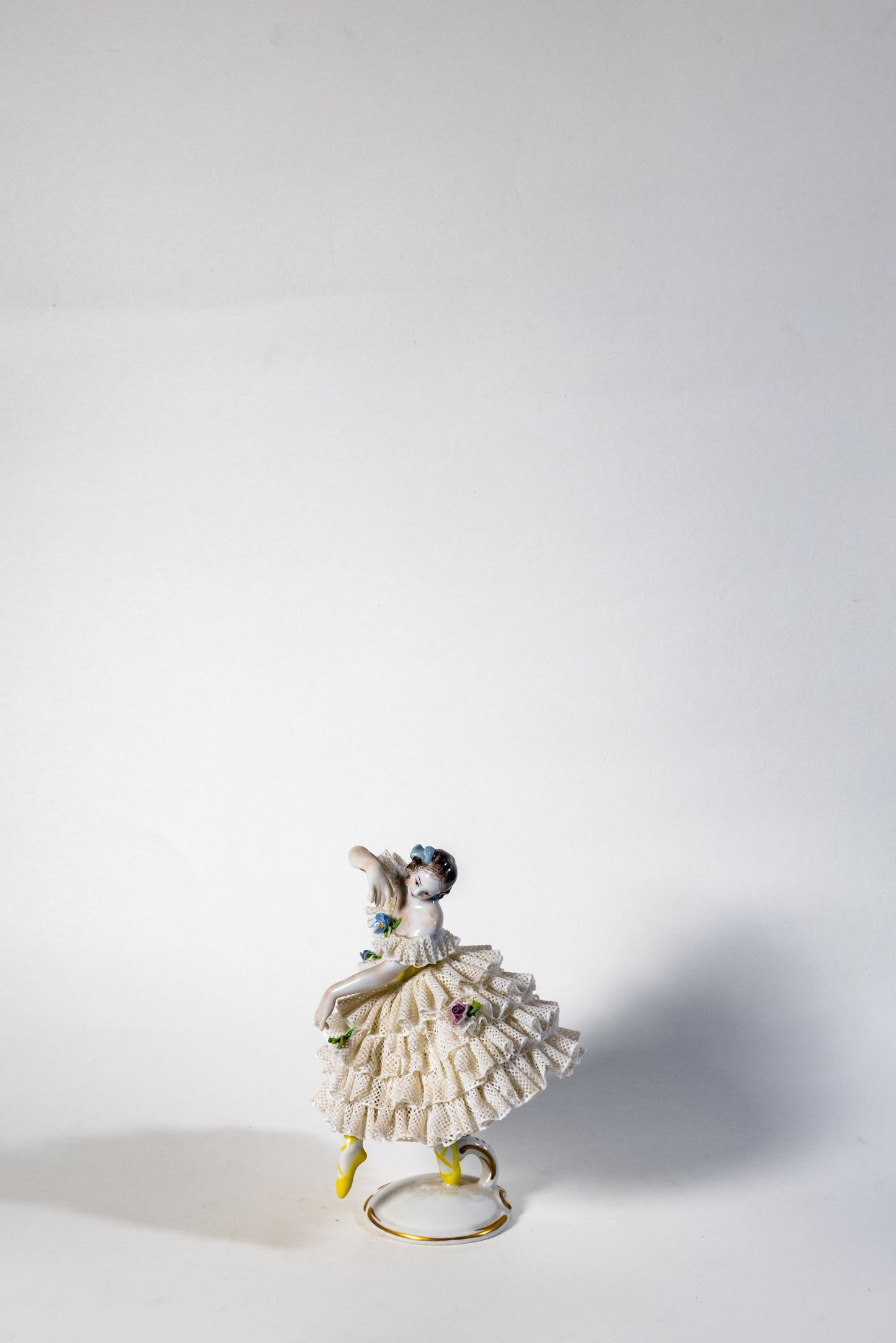 Ballerina in Yellow Bodice—porcelain lace figurine