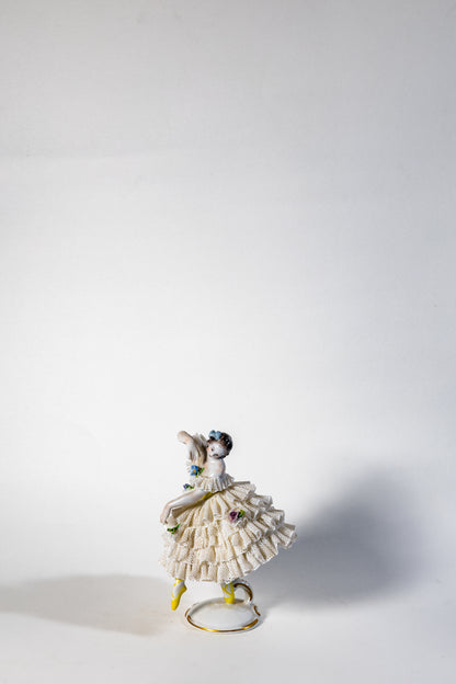 Ballerina in Yellow Bodice—porcelain lace figurine