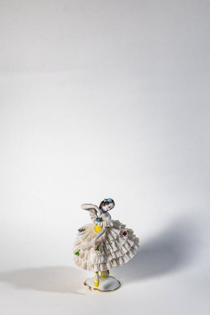 Ballerina in Yellow Bodice—porcelain lace figurine