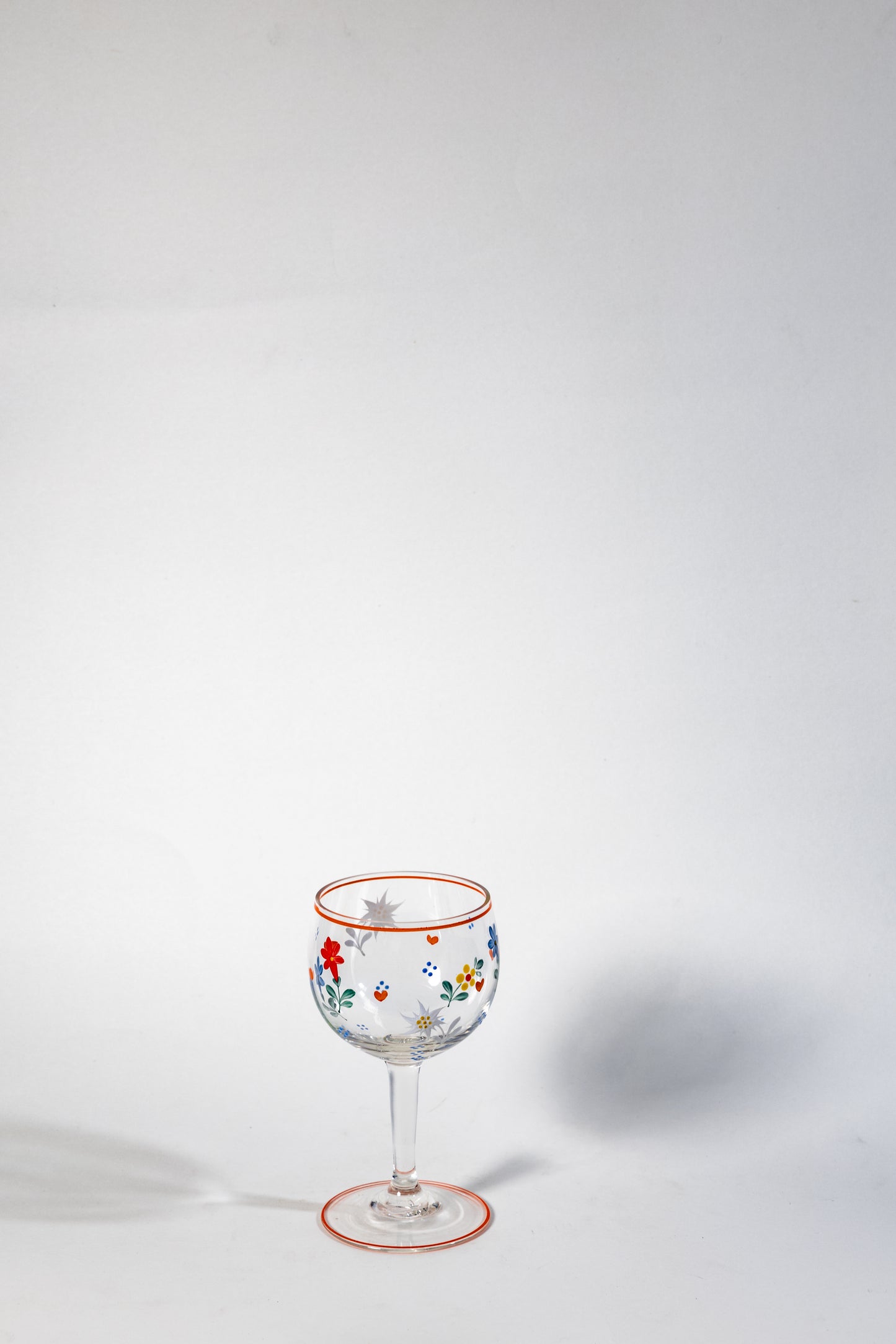 Hand-Painted German Glass Wine Goblet – 1960s Artful Details, Everyday Elegance