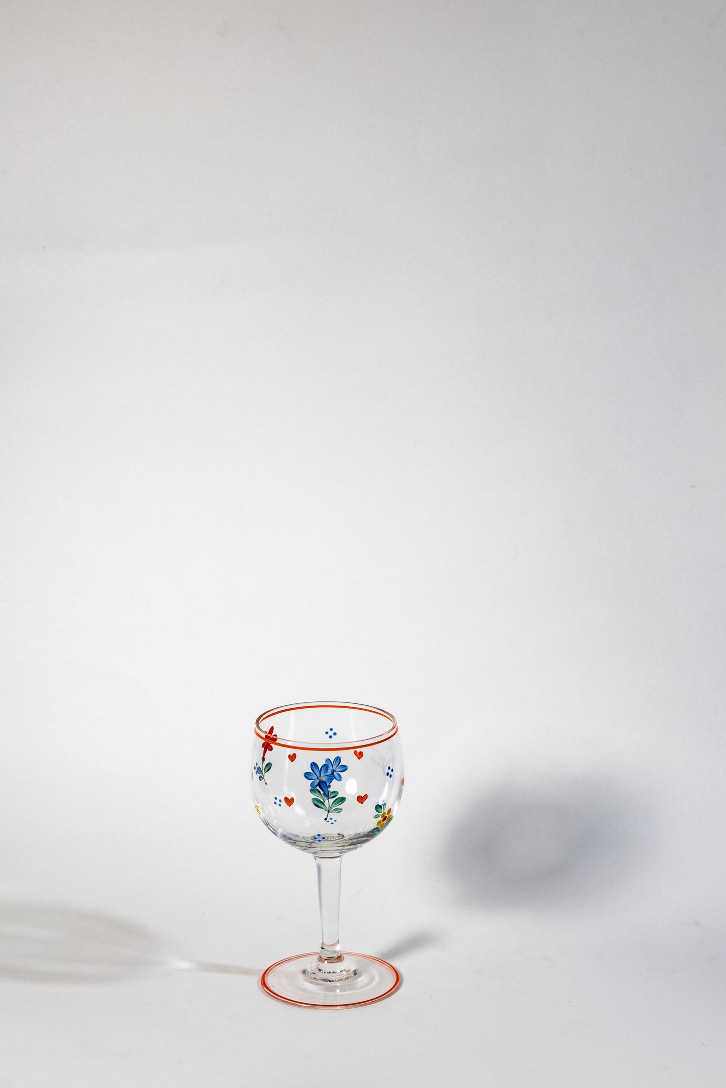 Hand-Painted German Glass Wine Goblet – 1960s Artful Details, Everyday Elegance