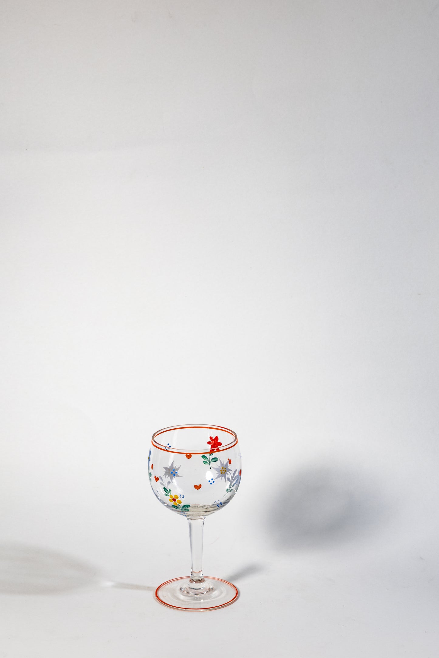 Hand-Painted German Glass Wine Goblet – 1960s Artful Details, Everyday Elegance