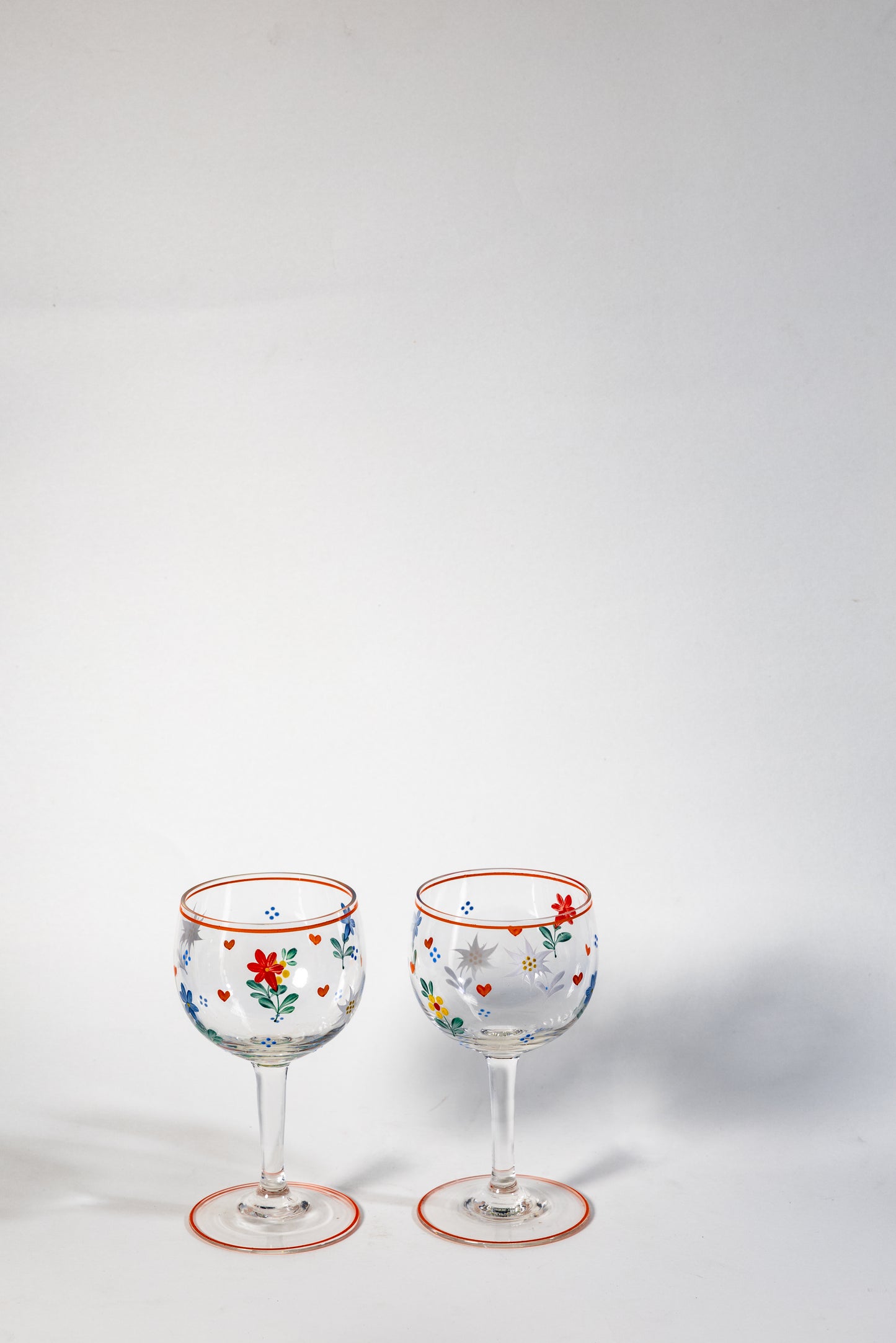 Hand-Painted German Glass Wine Goblet – 1960s Artful Details, Everyday Elegance