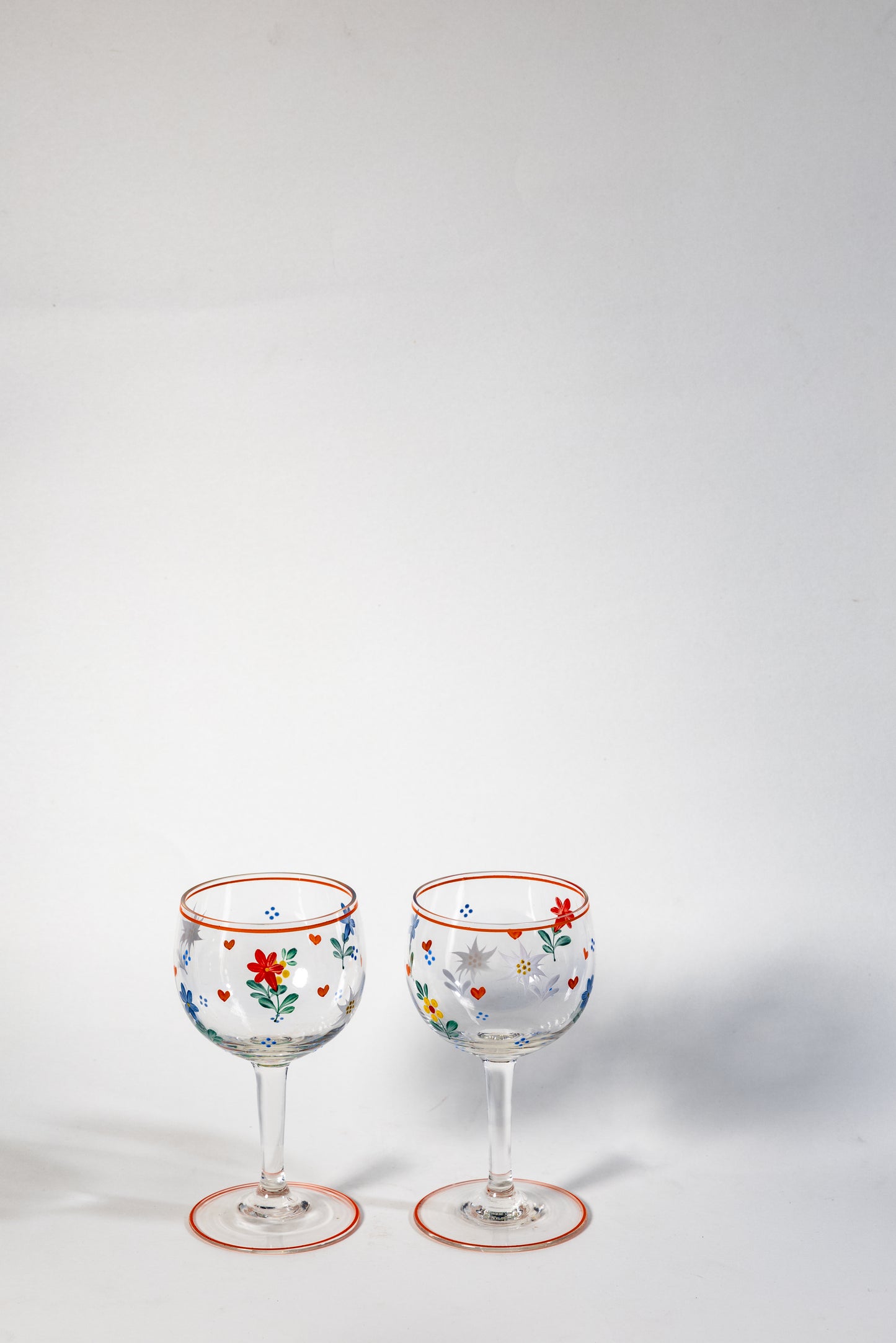 Hand-Painted German Glass Wine Goblet – 1960s Artful Details, Everyday Elegance