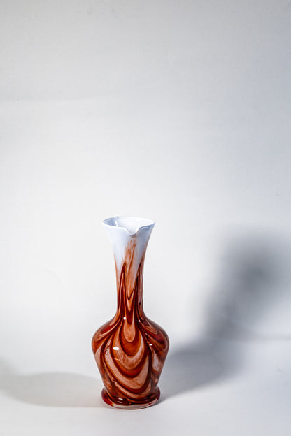 Fiamma di Murano – Swirled Amber and White Pitcher/Vase