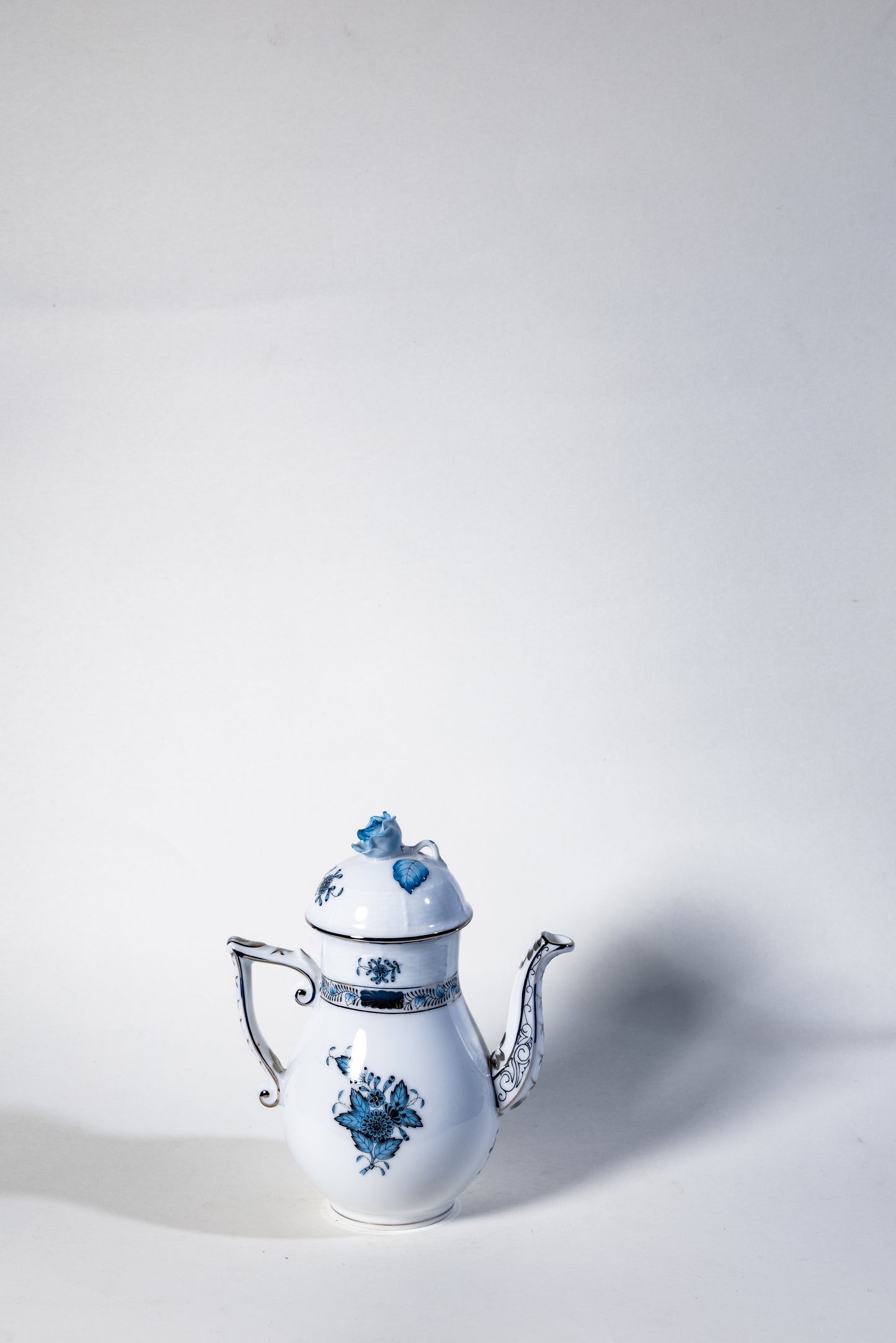 Herend Apponyi Mocha Set for Two – Hand-Painted with Silver Trim, Rare Color Variant