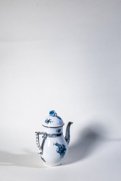 Herend Apponyi Mocha Set for Two – Hand-Painted with Silver Trim, Rare Color Variant