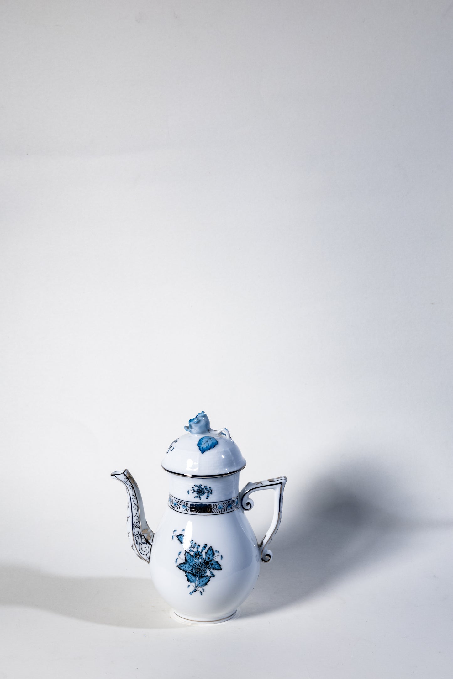 Herend Apponyi Mocha Set for Two – Hand-Painted with Silver Trim, Rare Color Variant