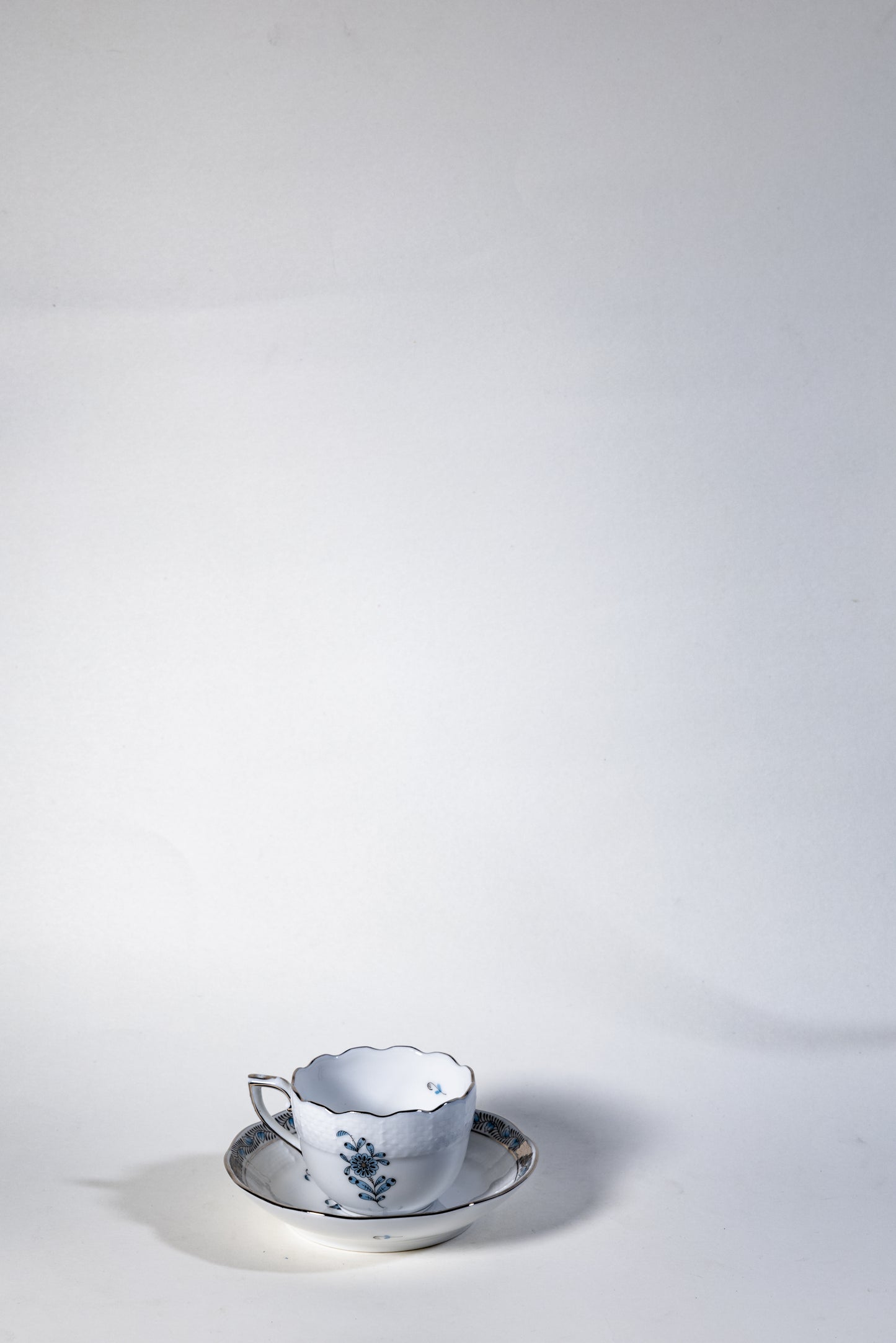 Herend Apponyi Mocha Set for Two – Hand-Painted with Silver Trim, Rare Color Variant