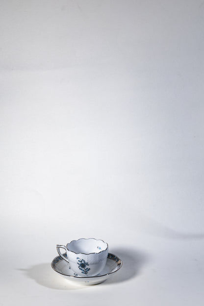 Herend Apponyi Mocha Set for Two – Hand-Painted with Silver Trim, Rare Color Variant