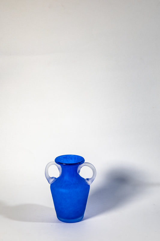Scavo Blue Double-Handled Glass Vase