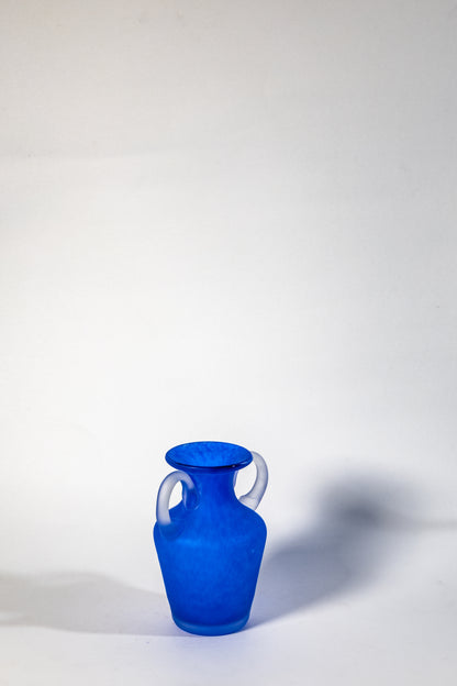 Scavo Blue Double-Handled Glass Vase