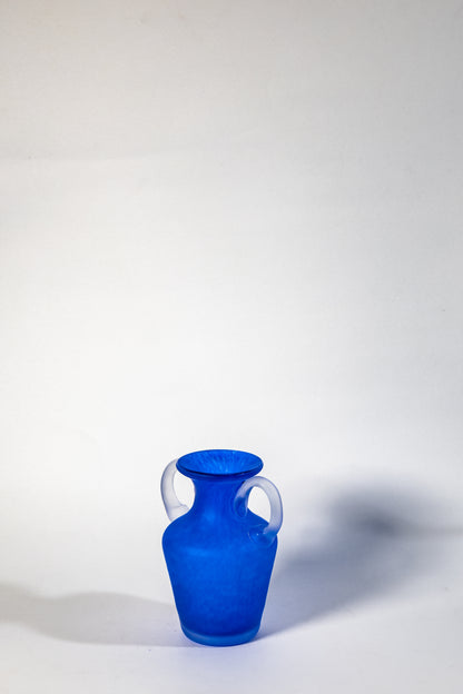 Scavo Blue Double-Handled Glass Vase
