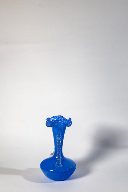 Murano Blue Table Vase – Small but Refined, with Clear Swirl Detail