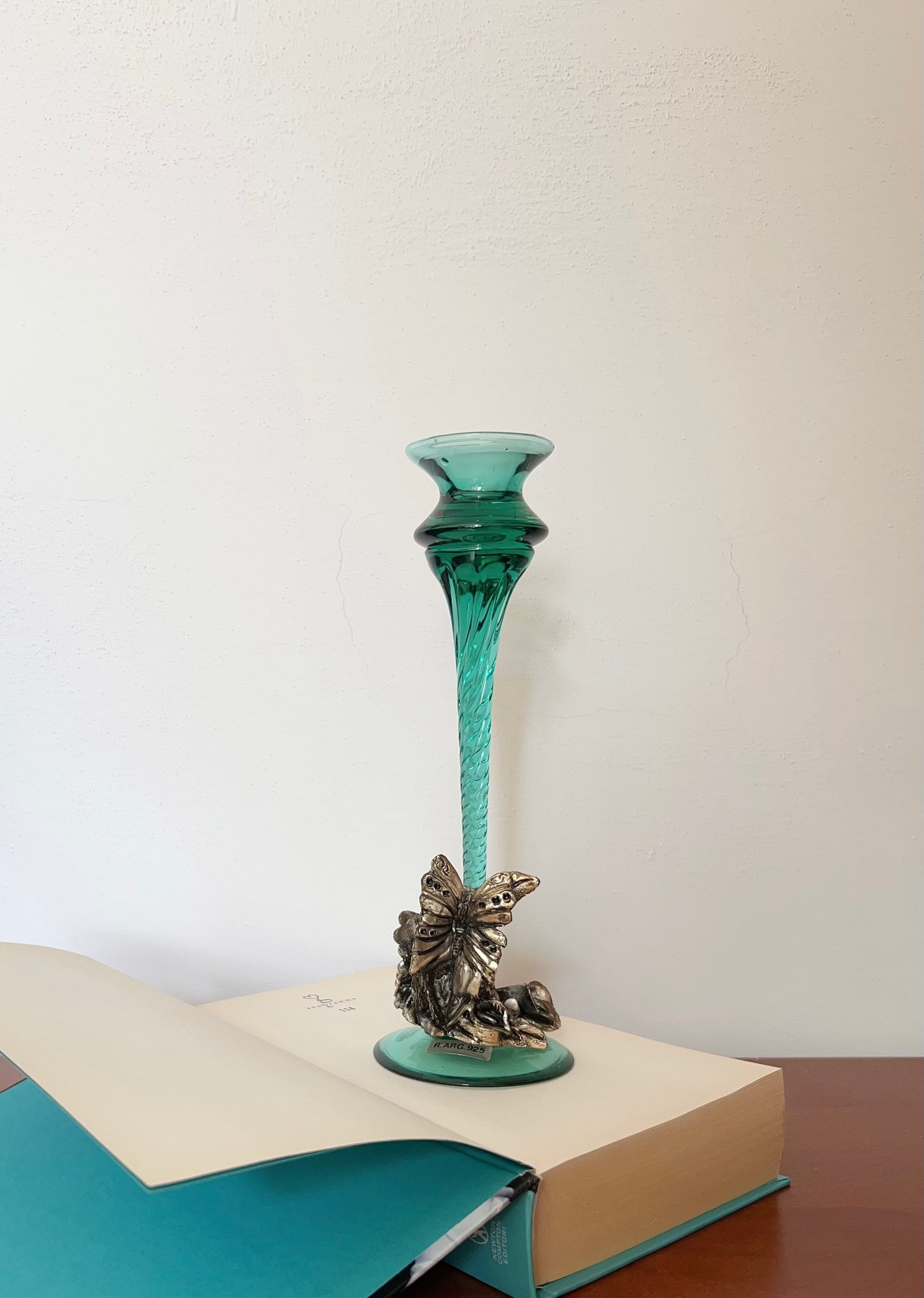 Vintage Glass & Metal Candle Holder