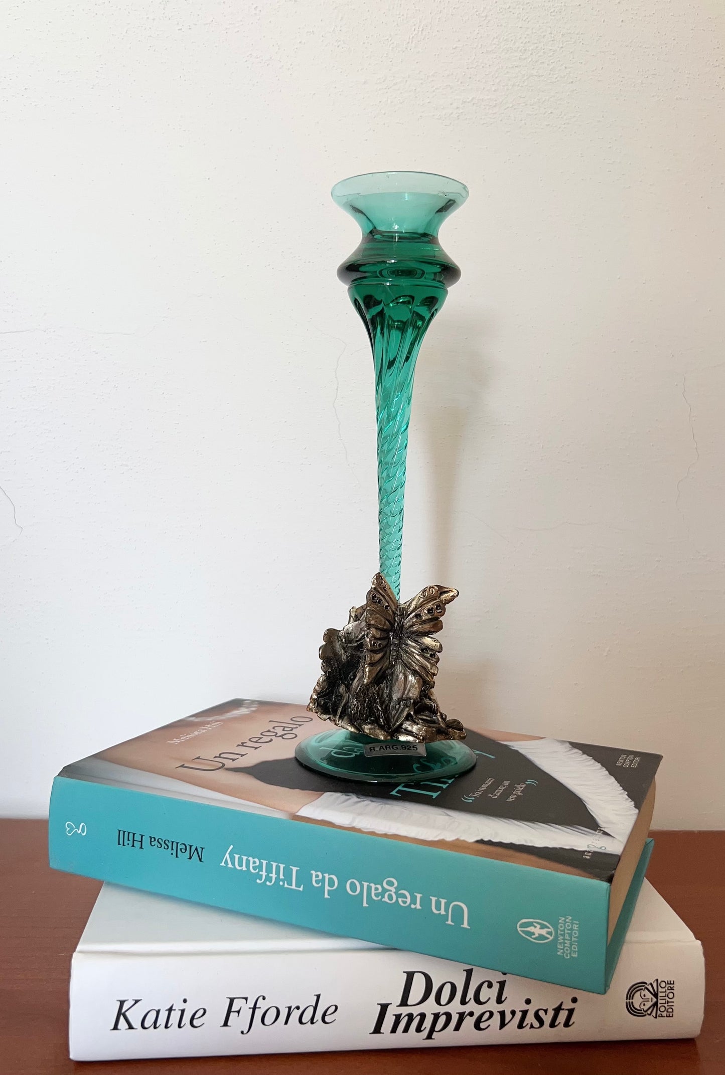 Vintage Glass & Metal Candle Holder