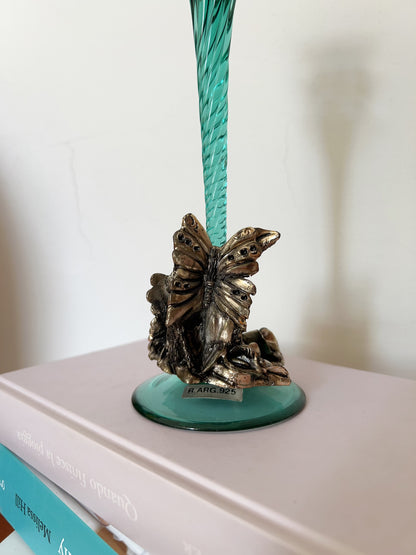 Vintage Glass & Metal Candle Holder