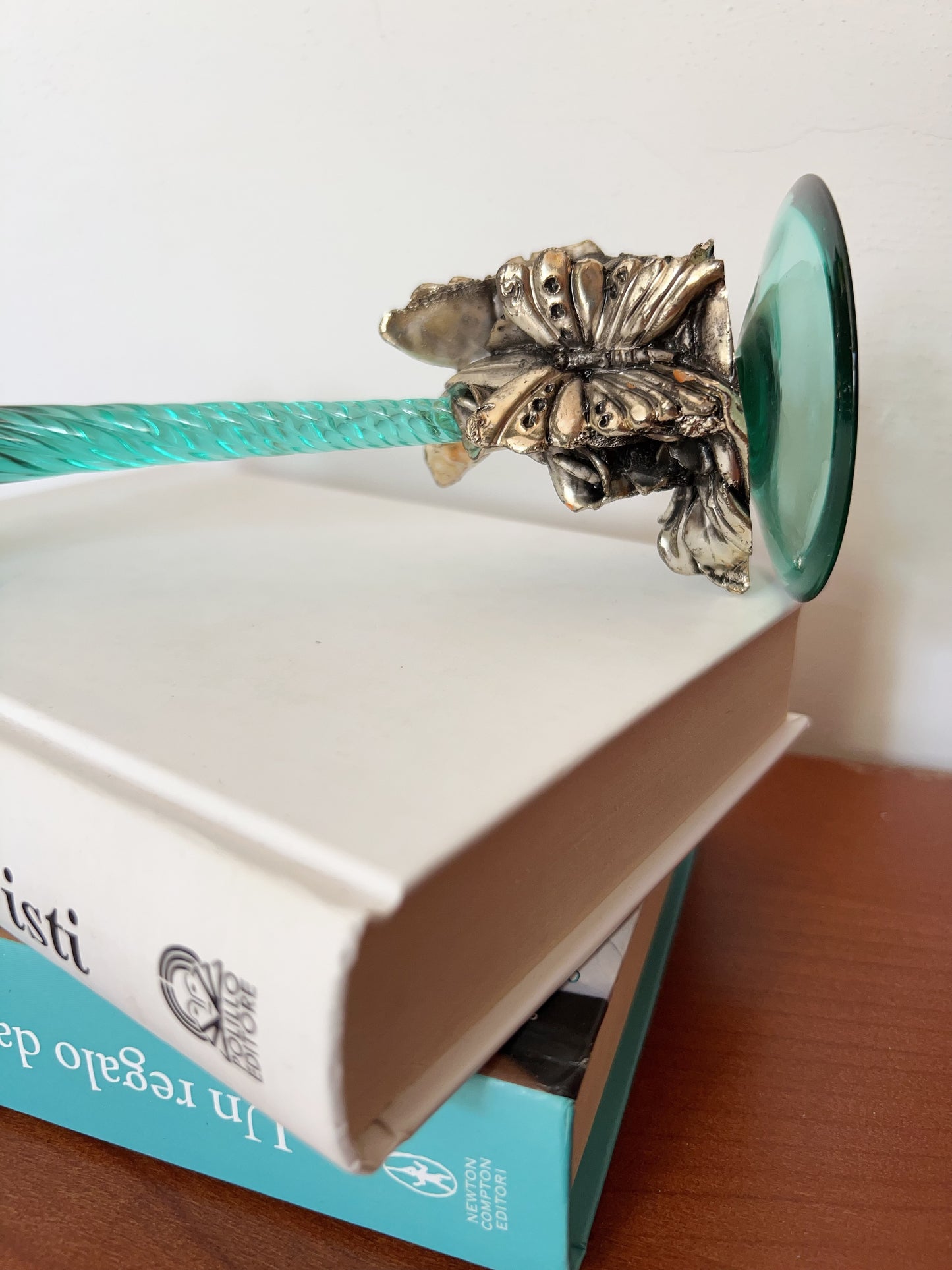 Vintage Glass & Metal Candle Holder